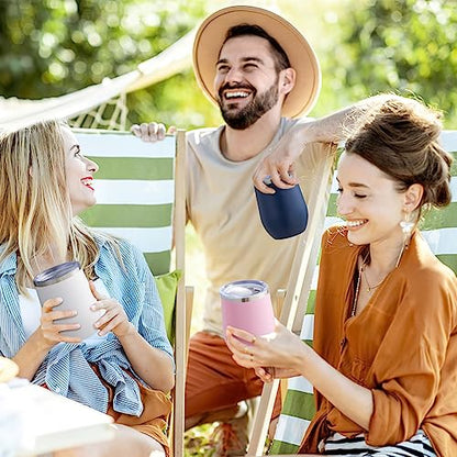 COMOOO 12oz Wine Tumbler with Lid and Straw, Stainless Steel Stemless Wine Glass, Double Wall Vacuum Insulated Wine Tumbler Cup, Cocktails,Beer,Champaign, White, 8 Pack - color: White