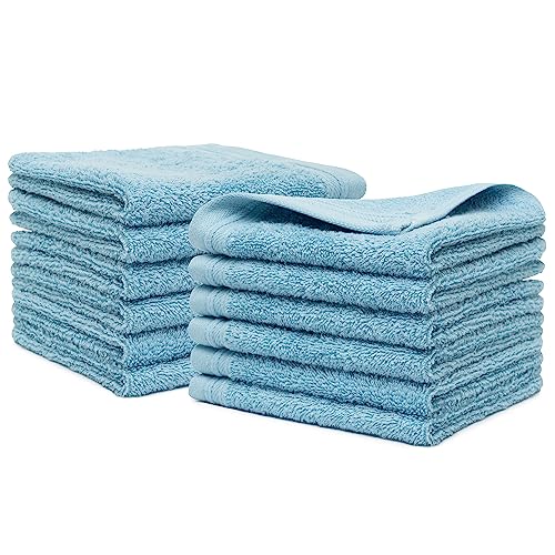100% Cotton Washcloths Set 13” x 13” | Sky Blue Towels | Set of 12 Ultra Soft and Highly Absorbent Washcloths Sets for Bathroom, Gym, Hotel, Spa | Machine Washable Face Towel - color: Sky Blue, size: 12 Pcs 13" x 13"