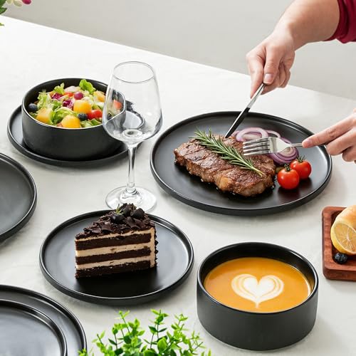 26 OZ Ceramic Cereal Bowls Set, 6 Inch, Set of 4, Modern Black | Dishwasher & Microwave Safe, Handcrafted, For Breakfast, Soups, Oatmeal, Ramen, Pho, Udon, Soba - color: Black, size: Cereal Bowls Set (4PCS)