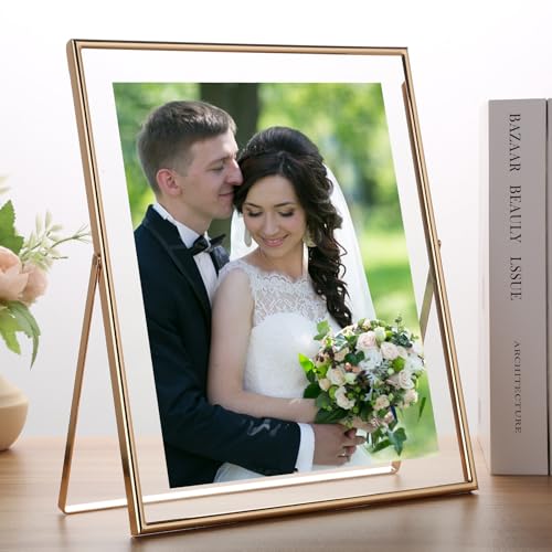 Gold 10x12 Floating Frame 2 Pack for Photo Sizes(7x9''8x10'',8.5x11''),Adjustable Tabletop/Shelf Floating Picture Frame 8x10'',Classy Gift Choice for Wedding,Christmas,Home or Office Decor - size: 10x12''(2PK)