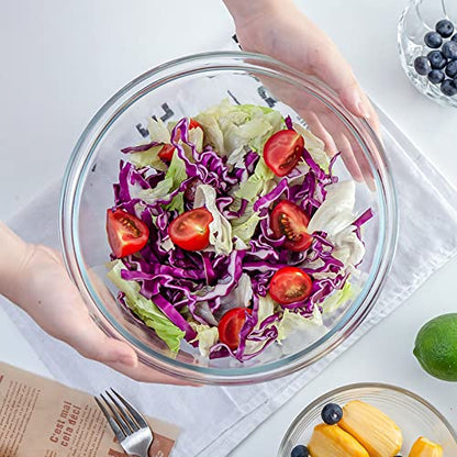 Luvan Glass Mixing Bowl with Airtight Lids, (1QT, 1.5QT, 2.5QT, 3.7QT), 8-piece Kitchen Salad Bowls Clear Nesting Big Cooking Bowl, Microwave Oven Safe for Meal Prep,storage,Baking,Serving - color: 4 Pack Clear Green