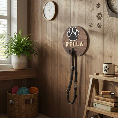Kathfly Dog Leash Holder for Wall Pet Harness Hanger with 52 Letters | Dog Leash Hangers Cat Collar Organizer for Entryway, Pet Loss DIY Gifts, Pet Keepsake Home Decor