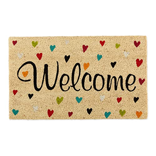 DII Natural Coir Doormat Outdoor Welcome Mat, 17x29, Hearts - color: Hearts