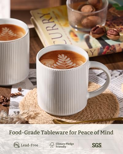 famiware Coffee Mug Set of 4, Star 16 oz Large Mugs Cup Set with Handle | Ceramic Mug for Coffee, Latte, Tea, Stackable Drinkware Set, Microwave & Dishwasher Safe, Matte White - color: Matte White, size: 4 Count (Pack of 1)