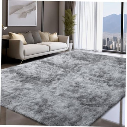 VALICLUD Fluffy Bedside Rug Soft Plush Area Carpet with Slip Backing Versatile for Living Room Bedroom and Hallway Decor Elegant Grey Design