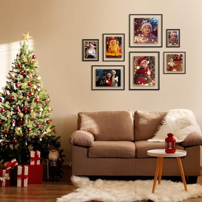 Egofine 6x8 Floating Frames Set of 2, Double Plexiglass Picture Frame, Made of Solid Wood Display Any Size Photo up to 6x8, Wall Mount or Tabletop Standing, Rustic Black - color: Faded Black, size: 6x8