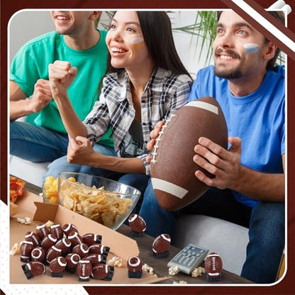 RoundFunny 50 Pcs Mini Football Figurine for Craft Resin Miniature Football | Small Fall Football Party Favors, Football Simulation Model for DIY Craft Birthday Gift Bag Stuffer Cake Topper Party Decor - style: Mini Football