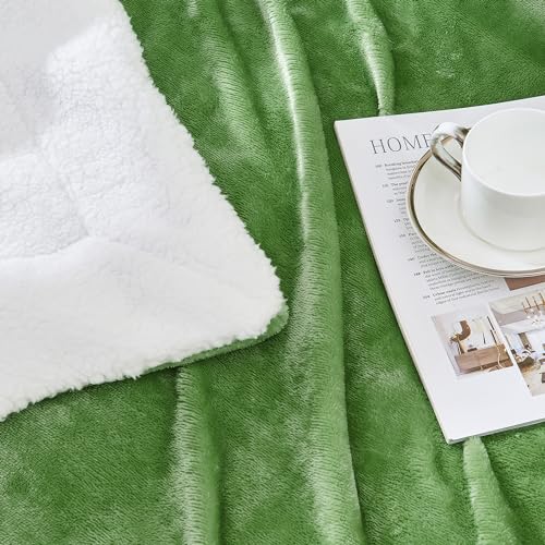 Sherpa Fleece Throw Blanket, Sage Green, 50x60 inches | Double-Sided Super Soft Luxurious Plush Blanket Throw Size - color: Sage Green, size: 50"×60"