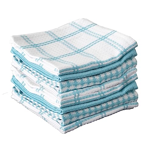 T-Fal Premium Waffle Dish Cloths: Highly Absorbent, Super Soft Long Lasting - 100% Cotton, 12"x13" Towel for Cleaning & Drying, (8-Pack), Breeze - color: Breeze, size: 8-Pack