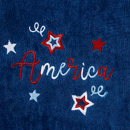 SKL Home by Saturday Knight Ltd. America Script Hand Towel Set, Navy - color: America Script