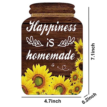 4 Pieces Kitchen Wall Decor Mason Jar Set, Wooden Kitchen Dining Room | Signs Country Wall Art Farmhouse Tiered Tray Decor 7.1*4.7Inch (Sunflower)