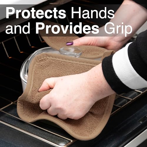 RITZ Terry Potholder & Hot Pad: Unparalleled Heat Resistant, Durable 100% Cotton – Ergonomically Designed for Optimal Grip – Easy-Care Machine Washable – 2-Pack, Mocha - color: Mocha Brown, size: 2-Pack