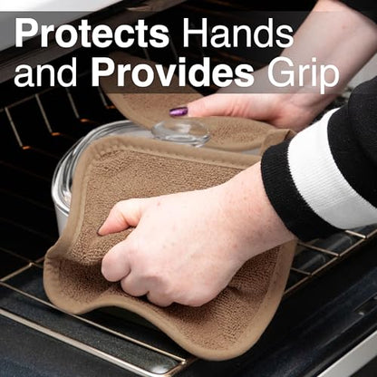 RITZ Terry Potholder & Hot Pad: Unparalleled Heat Resistant, Durable 100% Cotton – Ergonomically Designed for Optimal Grip – Easy-Care Machine Washable – 2-Pack, Mocha - color: Mocha Brown, size: 2-Pack