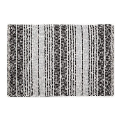 DII Woven Rag Rug Collection Recycled Yarn Variegated Rustic Stripe, 2x3', Black - color: Black