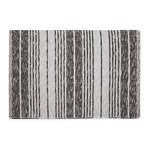 DII Woven Rag Rug Collection Recycled Yarn Variegated Rustic Stripe, 2x3', Black - color: Black