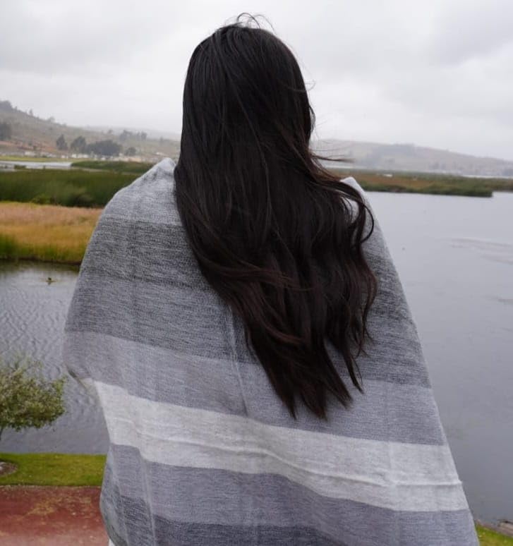 Alpaca Wool Throw Blanket, Grey Striped, 65 x 48 | Cozy, Ultra-Soft, Naturally Warm, Lightweight & Breathable, Non-Itchy - color: Grey Striped, size: Throw (48" x 65")