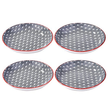 7 Inch Ceramic Plates, Set of 4 - Small Round Dessert & Appetizer Plates, Underglaze Color (LBL) - color: LBL