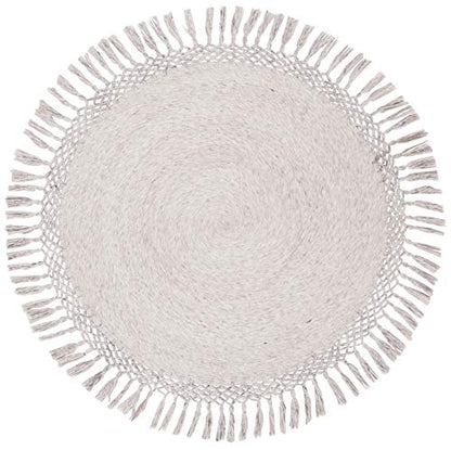 SAFAVIEH Sahara Collection 3' Round Beige SAH490A Handmade Boho Tassel Area Rug - color: Beige, size: 3' (Round)