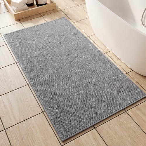Bathroom Rugs Mat 16x32, Non Slip Quick Dry Bath Mats for Bathroom Absorbent Ultra Thin Bath Rugs Machine Washable Fit Under Door for Sink, Cabinet, Laundry (Grey, 16"x32") - color: Grey, size: 16"x32"