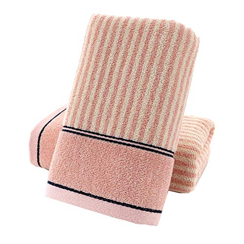 Hand Towels Set of 2 100% Cotton Striped Pattern Absorbent Soft Decorative Towel for Bathroom (Pink) - color: 2 Pink
