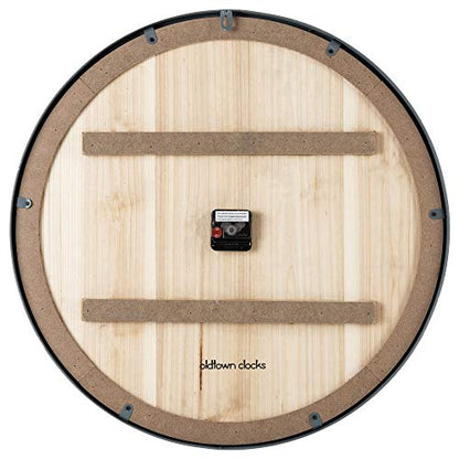 Oldtown Farmhouse Metal & Solid Wood Noiseless Wall Clock (Whitewash, 24-inch) - color: Whitewash, size: 24-inch