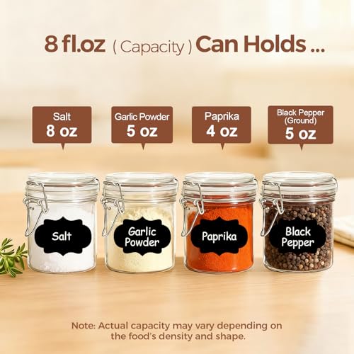 ComSaf Small Mason Glass Jars with Airtight Lids 8 oz 6 Pack Pantry | Jelly spice jar, Sourdough discard, Jam jelly honey, Spice rack cabinet organization, Seasoning herbs powders - size: 8oz*6