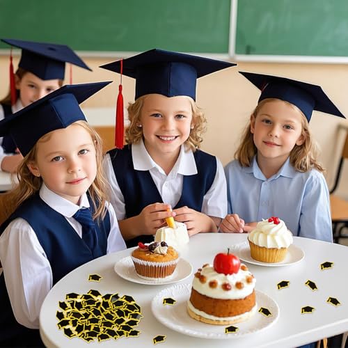 JUNEBRUSHS 50 Pcs Mini Graduation Cap Miniature Resin Grad Caps Black Graduation Cap Confetti Mini Resin Graduation Hat for Graduation Filler Crafts Cake Home Party Table Decor - style: Graduation Cap Style