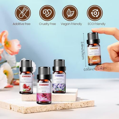 Nuanchu 26 Pcs Essential Oil Set for Diffusers Perfume Candle Soap Making | 10ml, Fragrance Aromatherapy, Fruity for Home Use, Skin Care Massage, for Humidifiers Scents, Diy, Laundry, Natural Supplies