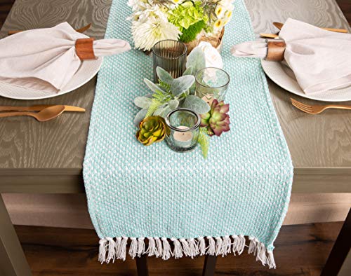 DII Woven Basics Collection 100% Cotton Knit Table Runner, 15x72, Aqua - color: Aqua, size: 15x72"