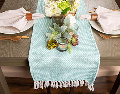 DII Woven Basics Collection 100% Cotton Knit Table Runner, 15x72, Aqua - color: Aqua, size: 15x72"