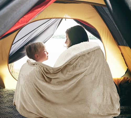Utopia Bedding Reversible Plush Sherpa Blanket Throw Size Camel, 50x60 Inch | Soft, Warm, Fleece, Bed, Sofa, Couch, Camping, Travel, Cozy, All Season - color: Camel, size: Throw (50x60 Inch)