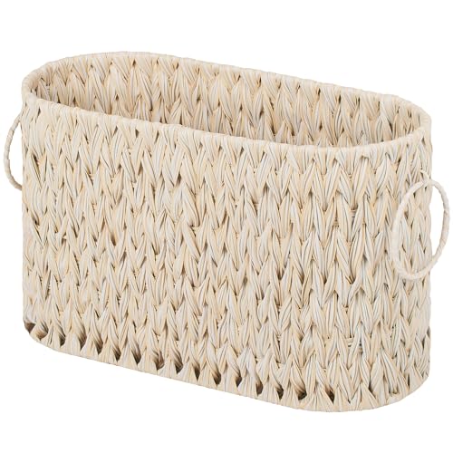 GRANNY SAYS Slim Toilet Paper Storage, Wicker Basket for Bathroom Storage | Wicker Toilet Paper Basket for Bathroom, 6 Mega Rolls Organizer Free Standing, Toilets Papers Holder Baskets, Butter Milk - color: Butter Milk, size: 15¾"L x 6½" Wx 9½"H (No Lid)