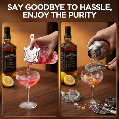 Cocktail Shaker, 14.5 Oz Glass Martini Shaker with Strainer for Bars, Whiskey, Cocktails, Silver - color: Silver