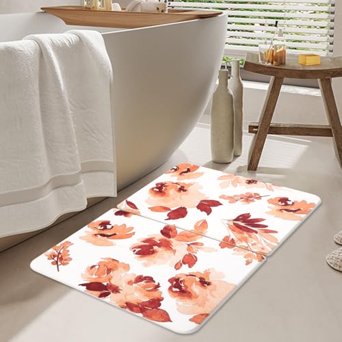 Stone Bath Mat Diatomaceous Earth Shower Mat, Non-Slip Bath Mat for Bathroom, Quick Drying Bathroom Rugs Natural Easy to Clean, 24"×16" (Orange) - color: Orange
