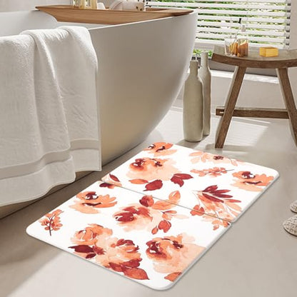Stone Bath Mat Diatomaceous Earth Shower Mat, Non-Slip Bath Mat for Bathroom, Quick Drying Bathroom Rugs Natural Easy to Clean, 24"×16" (Orange) - color: Orange