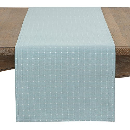 Saro Lifestyle Stitched Line Table Runner, Aqua, 16" x 72" - color: Aqua, size: 16" x 72"
