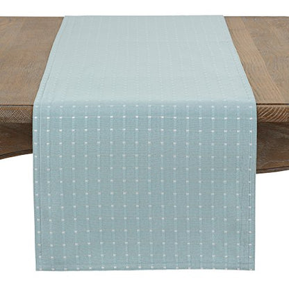 Saro Lifestyle Stitched Line Table Runner, Aqua, 16" x 72" - color: Aqua, size: 16" x 72"