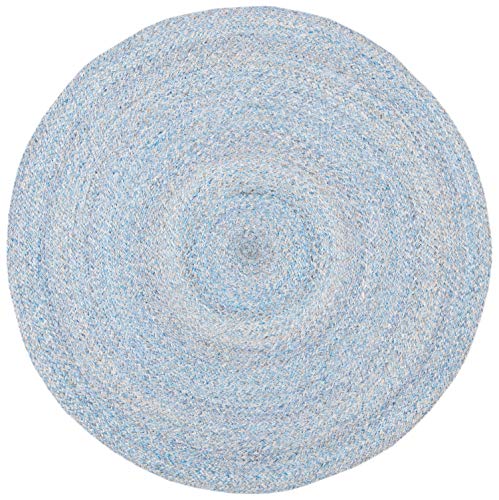 SAFAVIEH Cape Cod Collection Area Rug - 3' Round, Blue, Handmade Braided, Ideal for High Traffic Areas in Living Room, Bedroom (CAP224M) - color: Blue, size: 3' (Round)