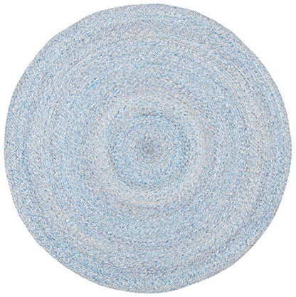 SAFAVIEH Cape Cod Collection Area Rug - 3' Round, Blue, Handmade Braided, Ideal for High Traffic Areas in Living Room, Bedroom (CAP224M) - color: Blue, size: 3' (Round)