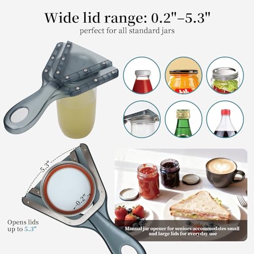 Jar Opener for Weak Hands & Seniors with Arthritis – Easy Twist-Off Lid & Bottle Opener – Ergonomic Non-Slip Handle, Unique Kitchen Gadget & Ideal Christmas Gift for Elderly, Women & Men (Gray) - color: Gray