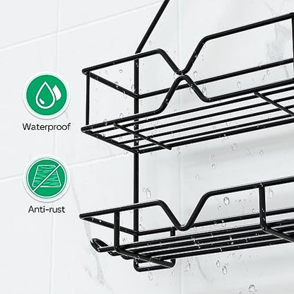 TreeLen Shower Organizer Hanging Shower Caddy over Shower Head Black Bathroom Hanger for Shampoo Razor Soap - color: Black