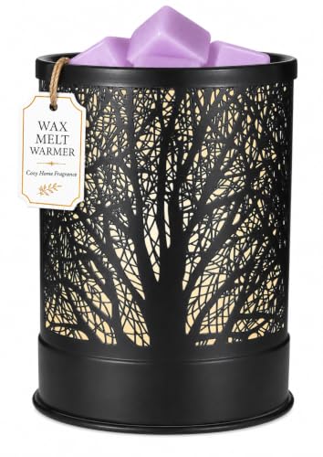 Nawaza Wax Melts Warmer Scented Metal 2-in-1 Electric LED Burner Black Tree | wax melter,Aromatherapy essential oil diffuser, home office bedroom decor, Christmas gift for women - style: Tree