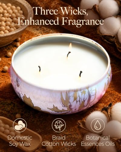 M&SENSE 3 Wick Sunkissed Citrus Scented Soy Candles 12 oz | Triple Wick, 40 Hour Long Burn, Non-Toxic,100% Natural Soy Wax, Stress Relaxing Aromatherapy Candle Gift for Women Men - color: Sunkissed Citrus