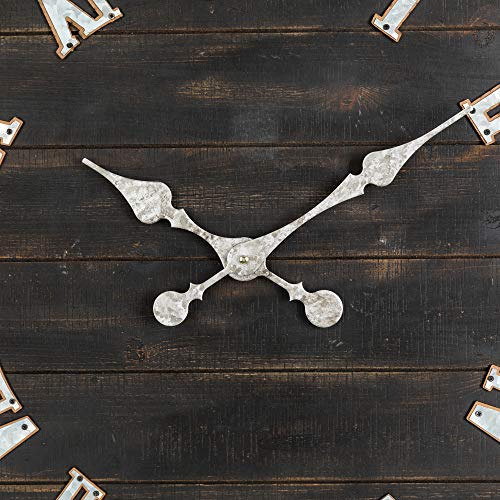 Glitzhome Oversized Rustic Farmhouse Wooden and Galvanized Decorative Large Wall Clock for Home Decor, 27.56", Black
