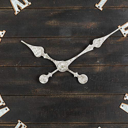 Glitzhome Oversized Rustic Farmhouse Wooden and Galvanized Decorative Large Wall Clock for Home Decor, 27.56", Black