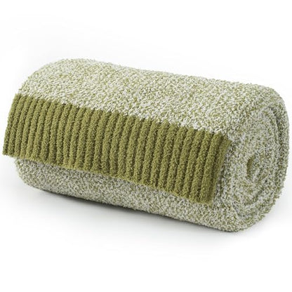 Carriediosa Heather Throw Blanket 50" X 60", 400GSM Ultra Soft Microfiber Fuzzy Fluffy Reversible Knitted Blankets Cozy Plush Lightweight and Warm Fall Throws for Couch, Bed, Sofa, Olive Green | Olive Green, Fuzzy Fluffy Cozy Plush Knit Knitted Throws, Li