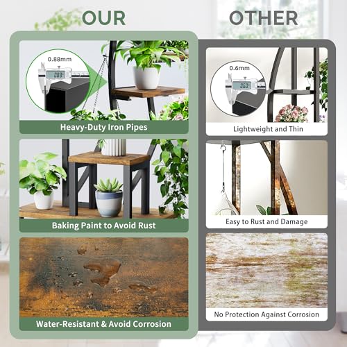 BACEKOLL Plant Stand Indoor with Grow Lights, 63" Tall Lighted Plant Shelf | 9 Tier Corner Plant Holder for Indoor Growing, Large Flower Display Rack for Living Room, Bedroom, Office, Home Decor, Black