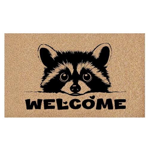 Funny Raccoon Welcome Faux Coco Coir Doormat Door Mat, Raccoon Gifts, Funny Trash Panda Decorative Welcome Doormat for Home Indoor Outdoor Porch Front Door Entrance Outside, 17x30 Inch - color: Home 1
