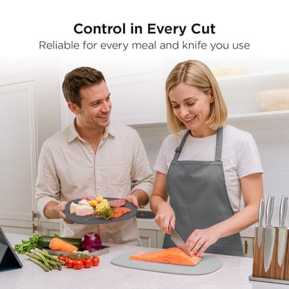 Kitchen Mama DuoEssentials TPU Cutting Board Set, 2 Sizes, Metal Gray | Knife Friendly, Non Slip, Dishwasher Safe, Flexible with Juice Groove, Odor Resistant - color: Metal Gray