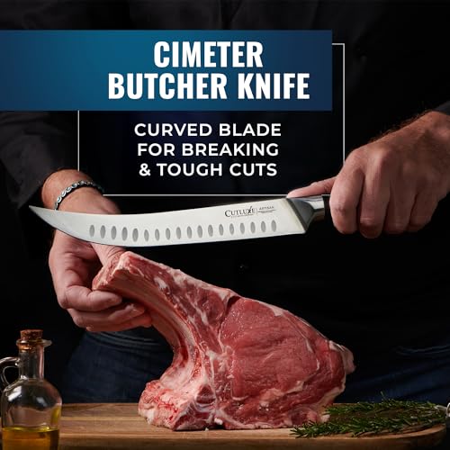 Cutluxe Butcher Knife Set, Brisket, Breaking, Boning & Fillet for Meat | BBQ Carving Blades, Ultra Sharp German Steel, Full Tang Ergonomic Handles – Grilling Gift for Men - size: 4 Pcs Brisket Knife Set